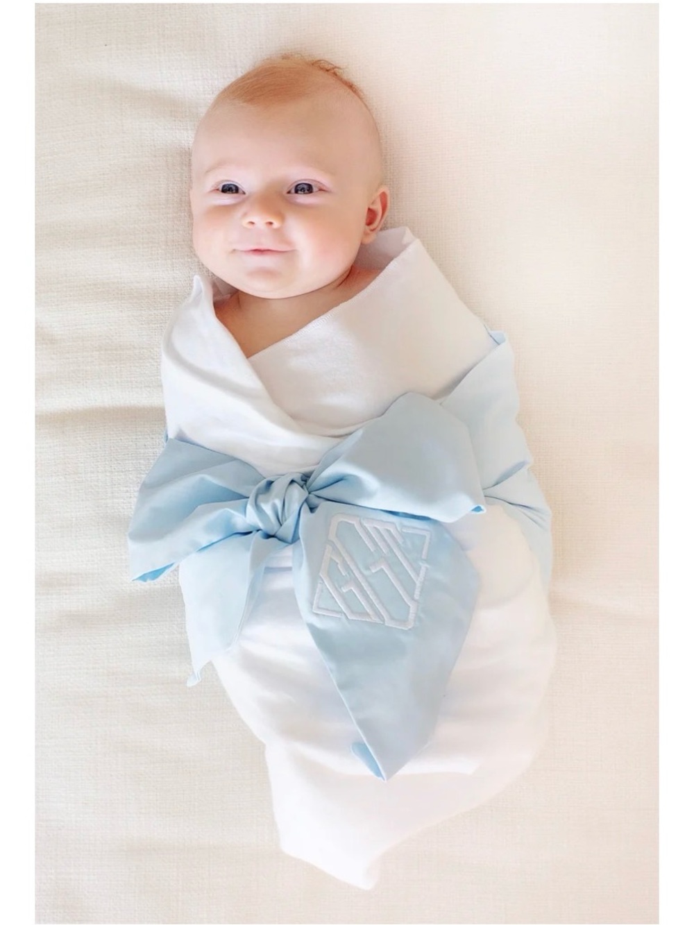 The Beaufort Bonnet Company Bow Swaddle with P Monogram